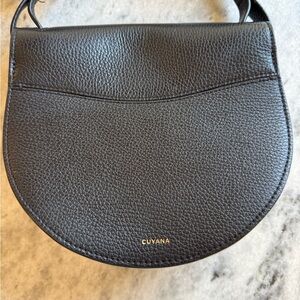 Cuyana Pebbled Black Leather Crossbody Bag
